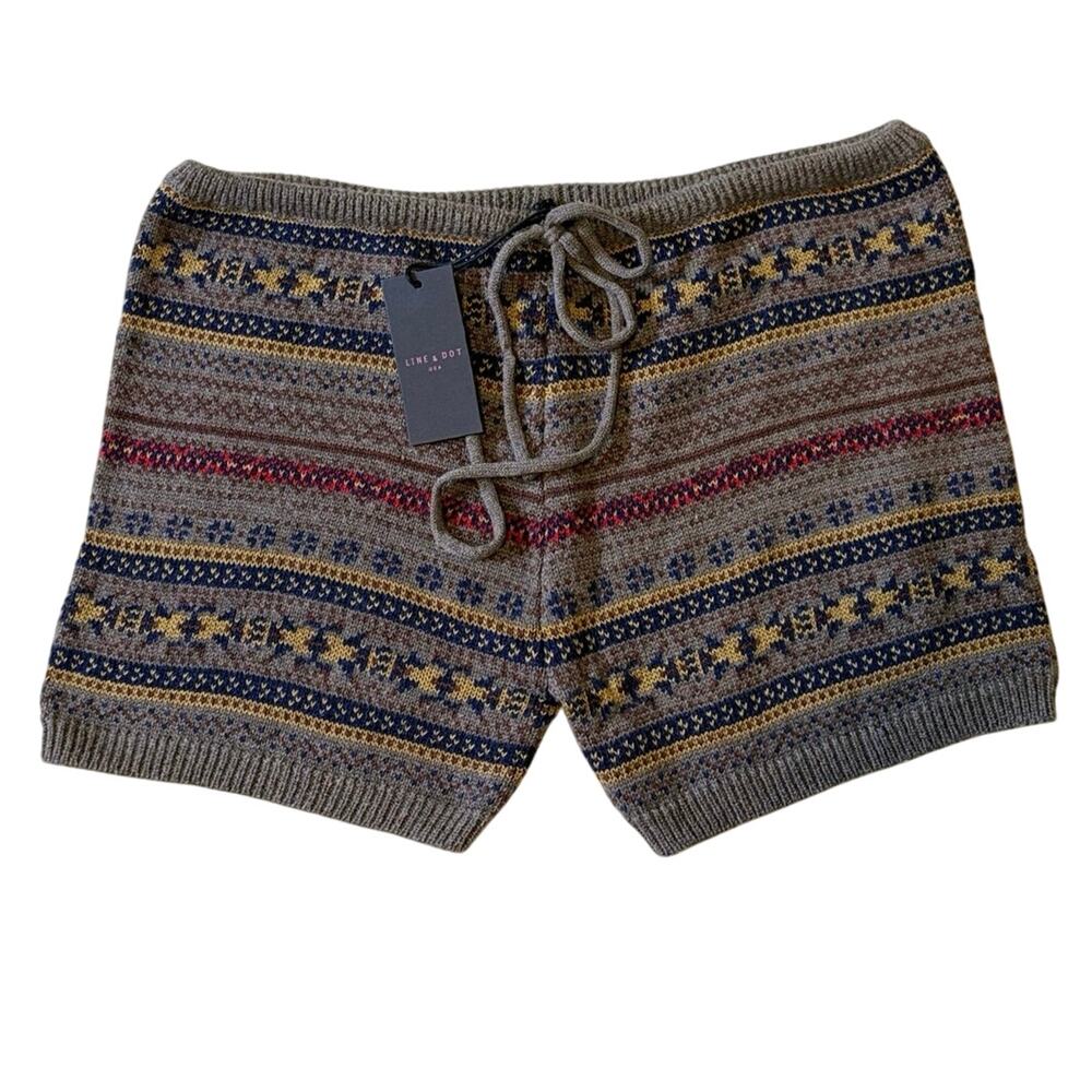 NWT Line & Dot Cotton Cashmere Wool Fair Isle Sweater Shorts Women's Size M
